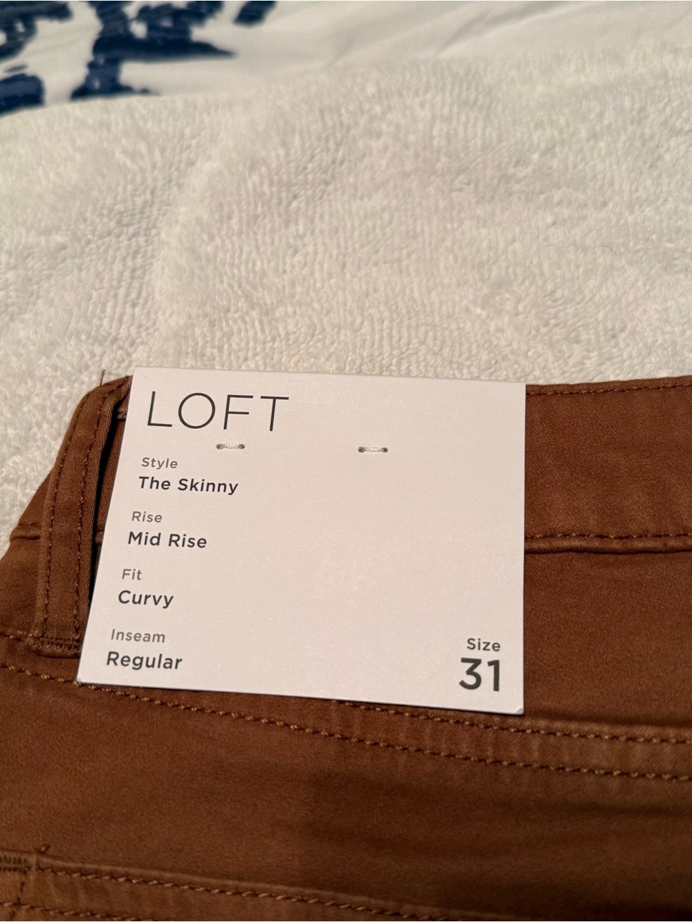 LOFT Women’s Skinny Curvy Mid Rise Jeans in Brown